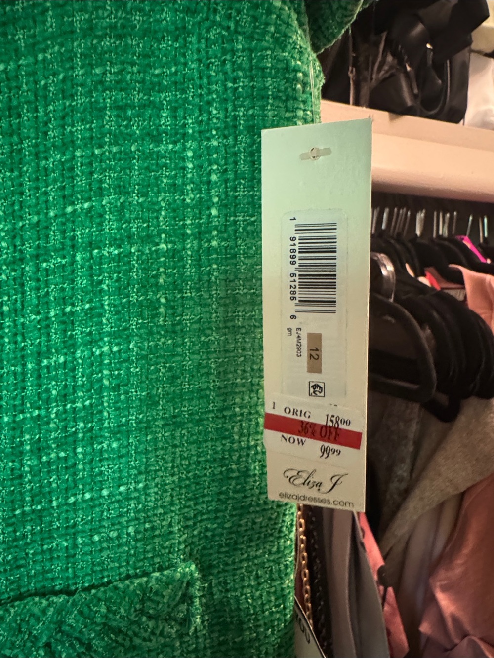 Eliza J Bright Green Tweed Short-Sleeve Dress - Picture 2 of 5